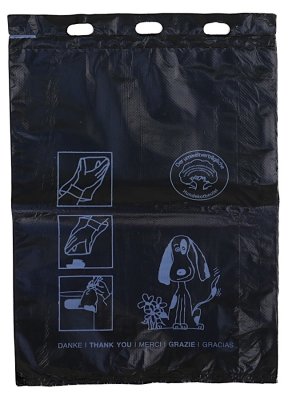 PE-HD Hundekotbeutel, schwarz eingefärbt, bedruckt, 250 x 310 mm